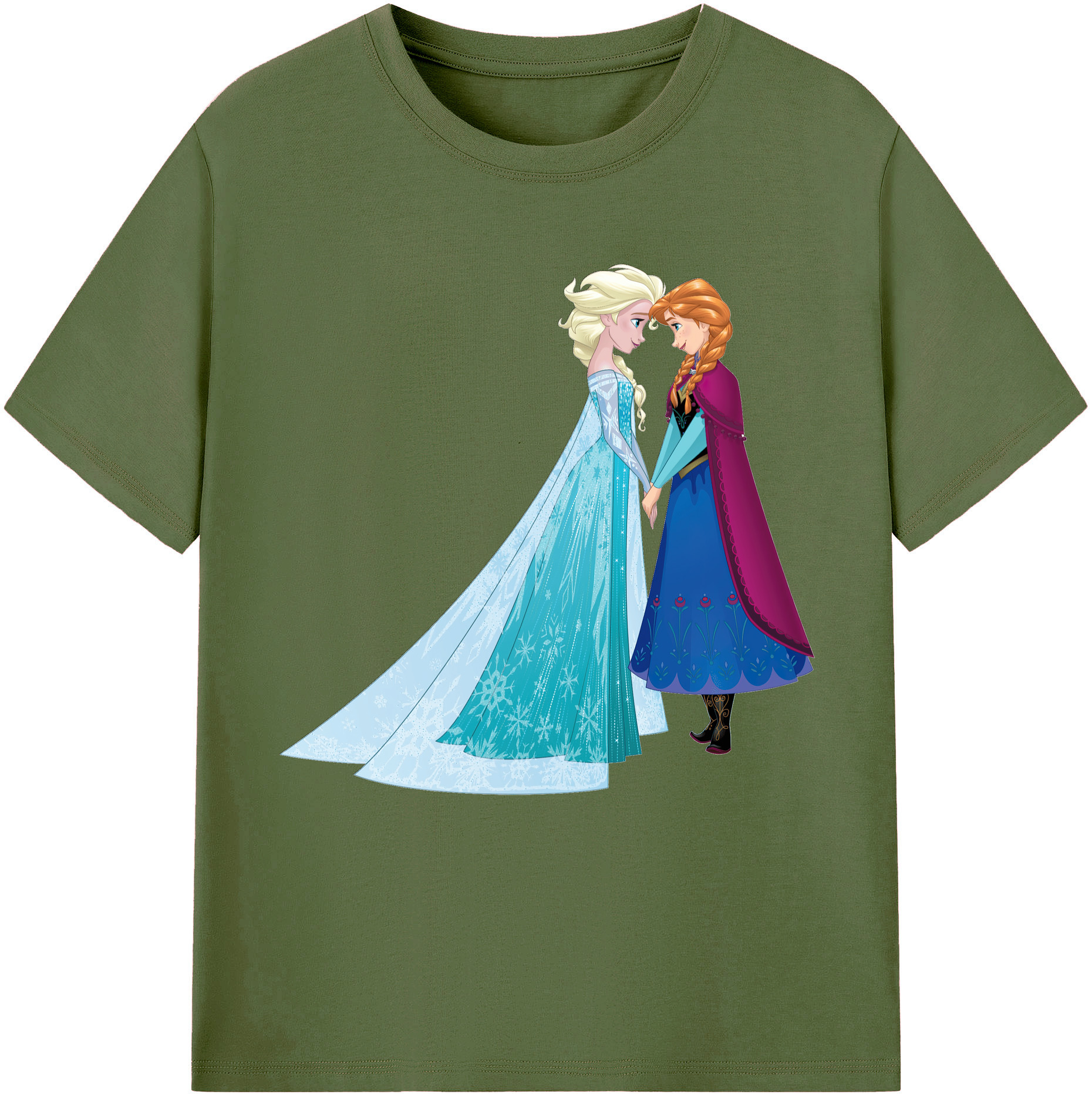 （画像用） アナと雪の女王 アンナ エルサ Frozen Anna Elsa 綿100％半袖Tシャツ（フロントプリント）
